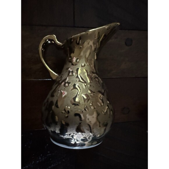 Kingwood Weeping Gold Pitcher Vase Ewer 4 Inches Vintage MCM East Palestine Ohio - Picture 6 of 6
